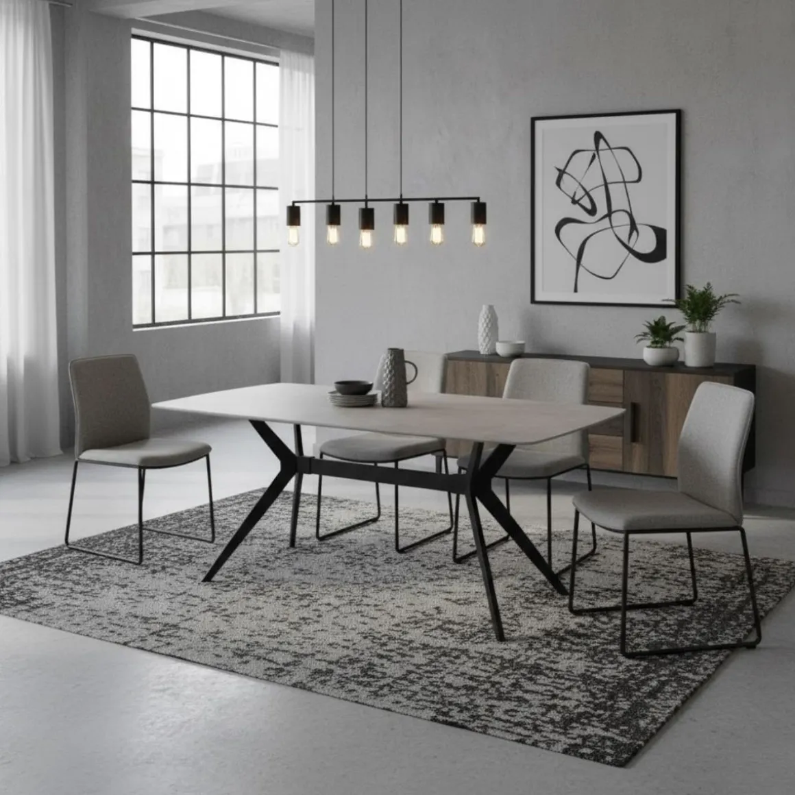Mesa de comedor Calista fija negro 76x160x90 cm