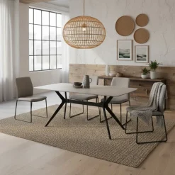 Mesa de comedor Calista fija negro 76x160x90 cm