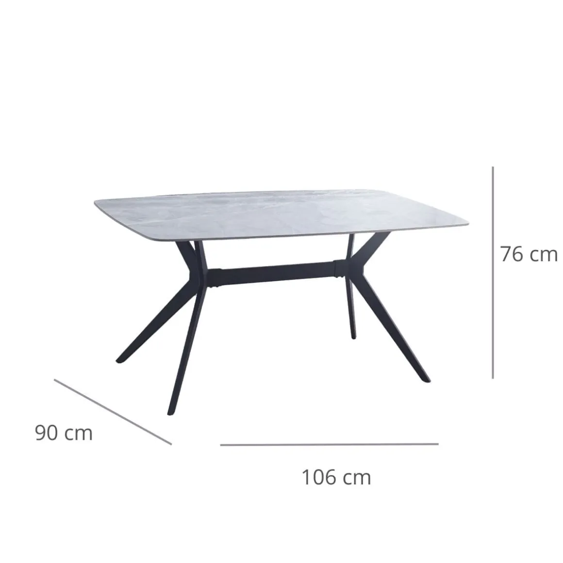 Mesa de comedor Calista fija negro 76x160x90 cm