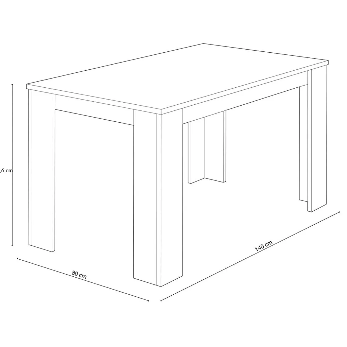 Mesa de comedor Dalas 73,6x140x80 cm