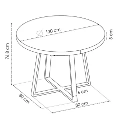 Mesa de comedor Duna redonda nordic/negro Ø120x75 cm