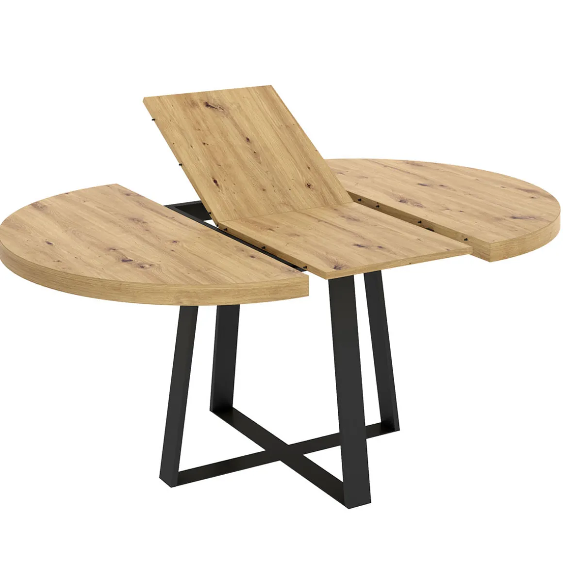 Mesa de comedor Duna redonda extensible nordic/negro Ø110-158x77 cm