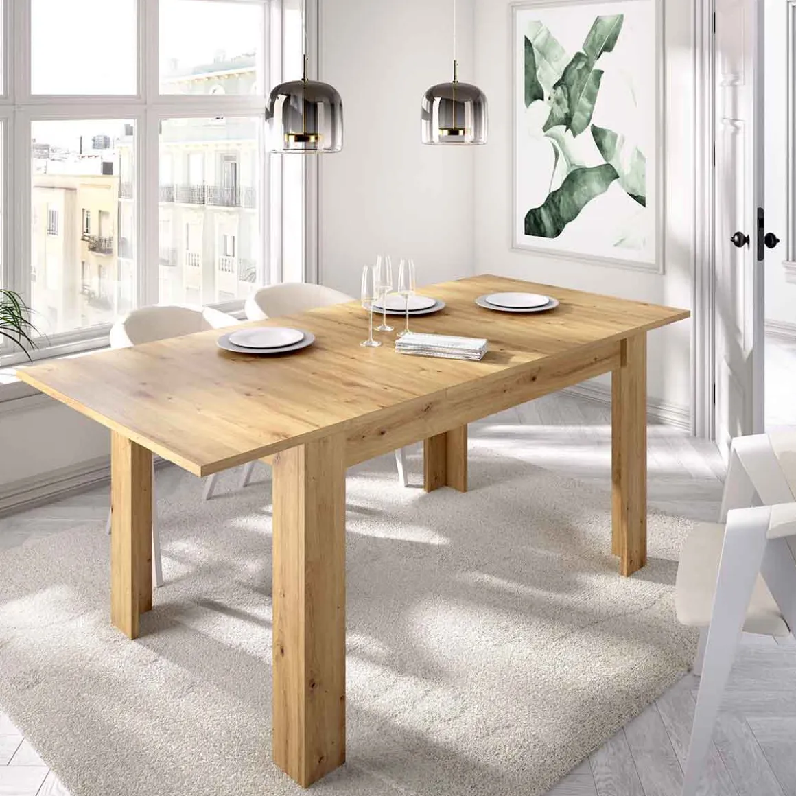 Mesa de comedor extensible Dine 77x140-190x90 cm