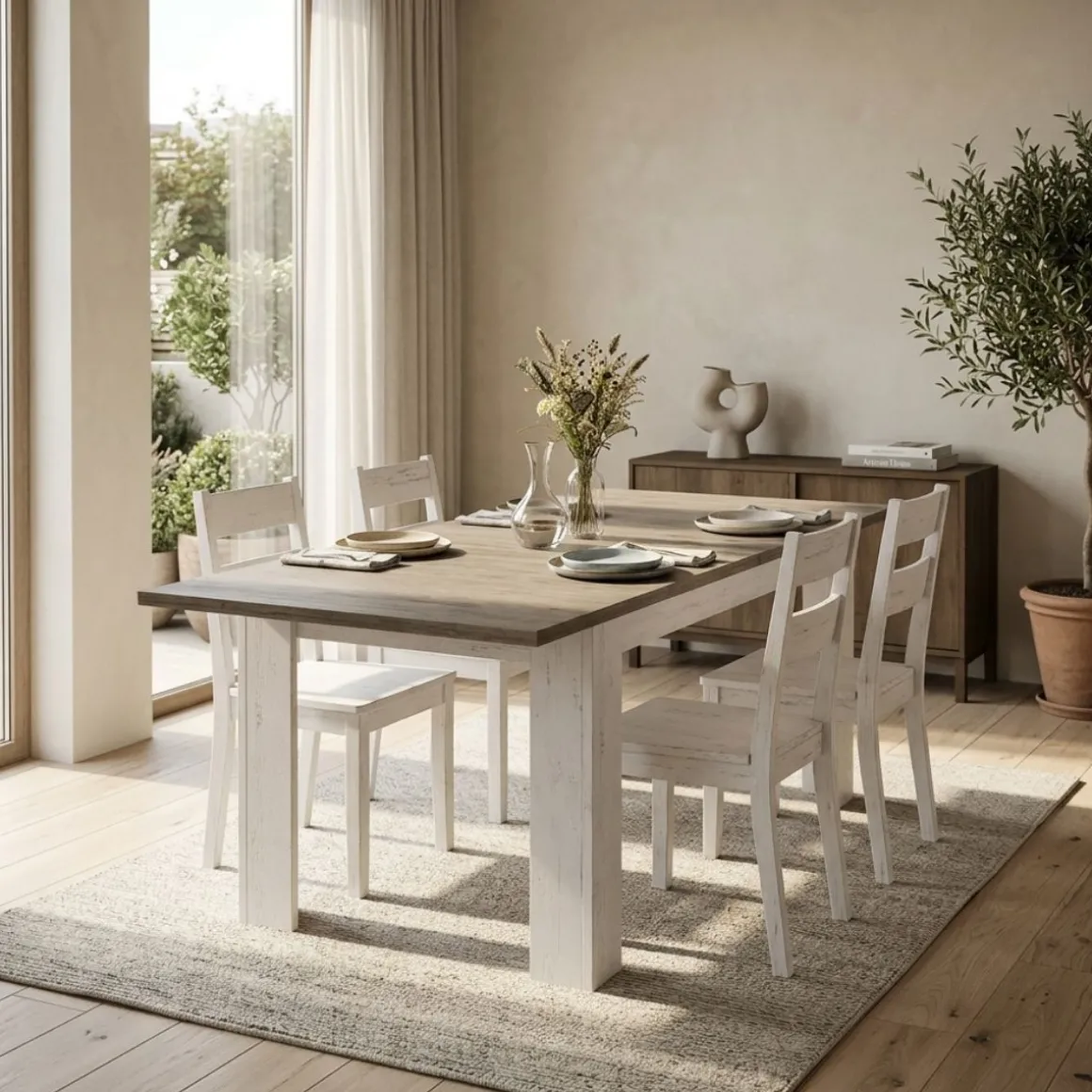 Mesa de comedor extensible Corfu 76x138-198x88 cm
