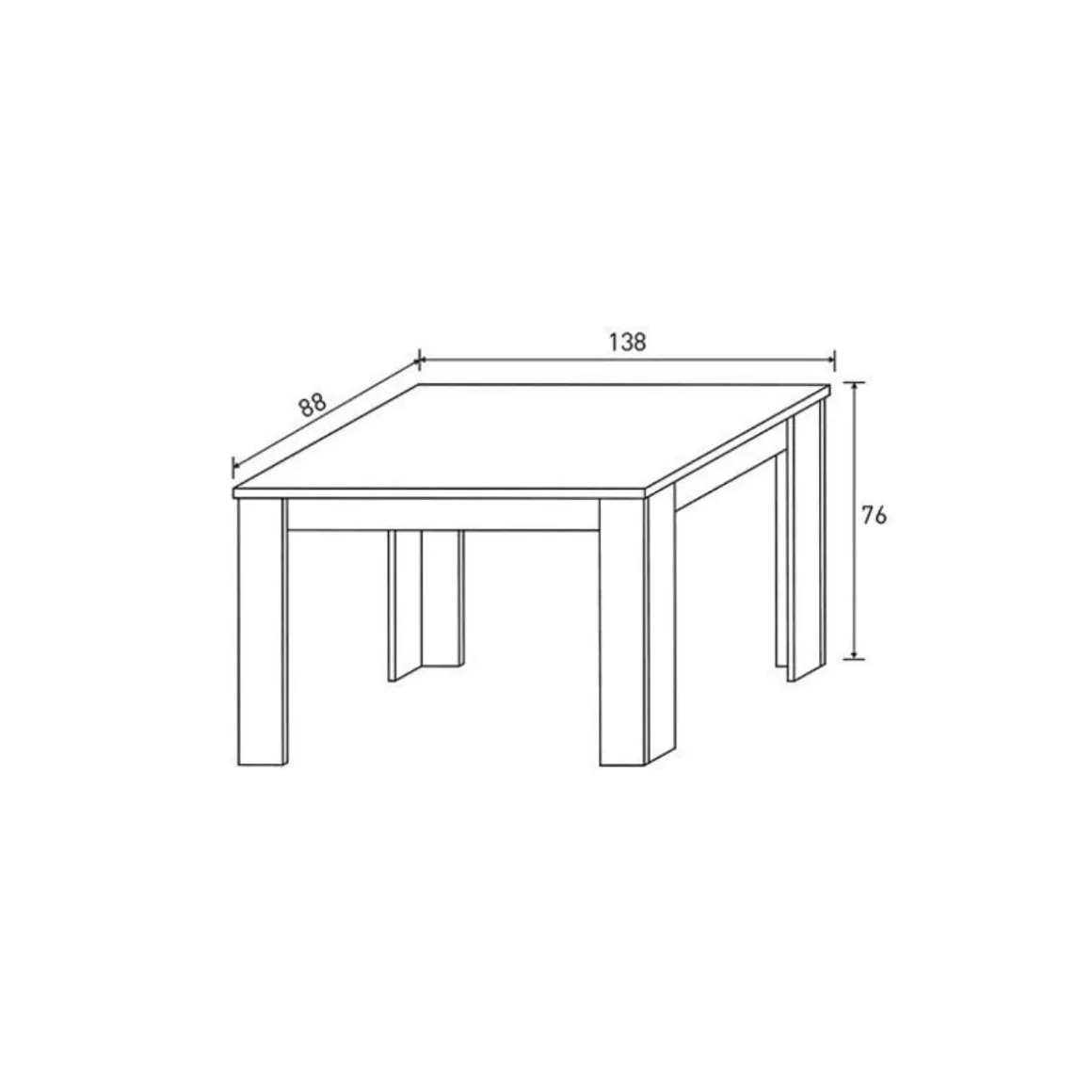 Mesa de comedor extensible Corfu 76x138-198x88 cm