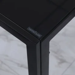 Mesa de comedor Fluorita Homcom diseño fijo 4-6 personas cristal negro 75x120x60 cm