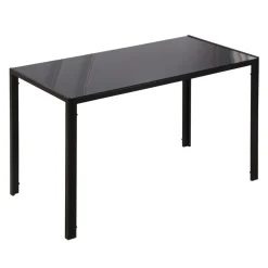 Mesa de comedor Fluorita Homcom diseño fijo 4-6 personas cristal negro 75x120x60 cm