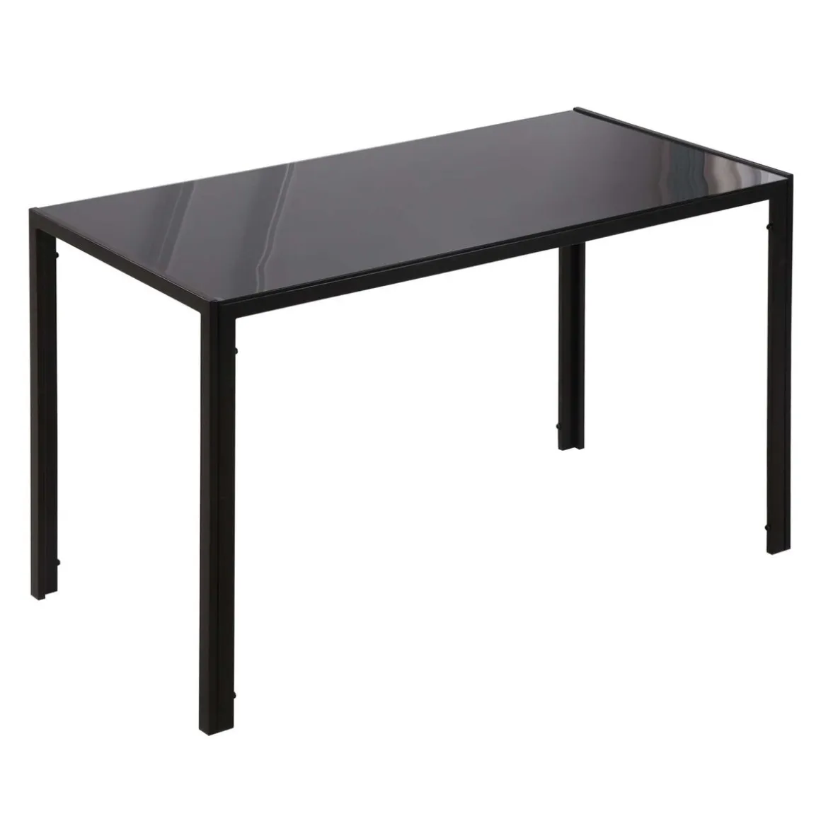 Mesa de comedor Fluorita Homcom diseño fijo 4-6 personas cristal negro 75x120x60 cm