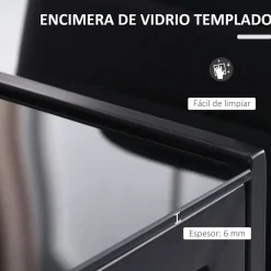 Mesa de comedor Fluorita Homcom diseño fijo 4-6 personas cristal negro 75x120x60 cm