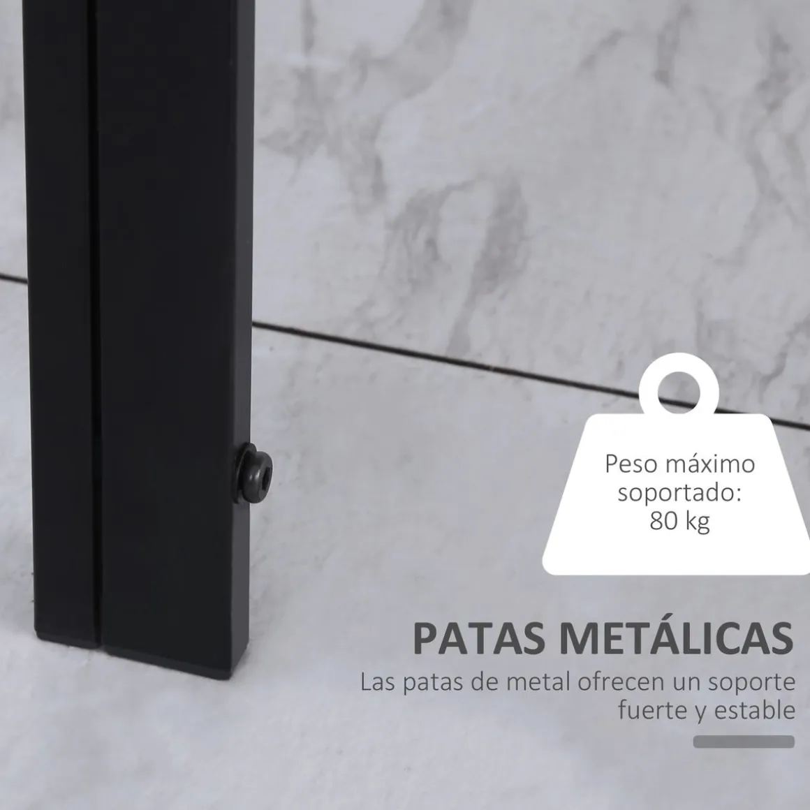Mesa de comedor Fluorita Homcom diseño fijo 4-6 personas cristal negro 75x120x60 cm