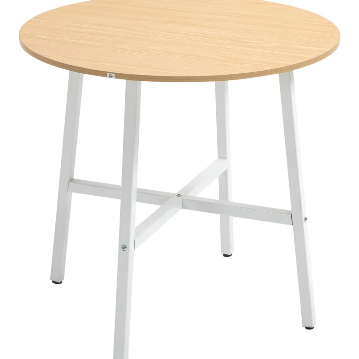 Mesa de comedor Galway Homcom 4 personas natural/blanco Ø80x76 cm