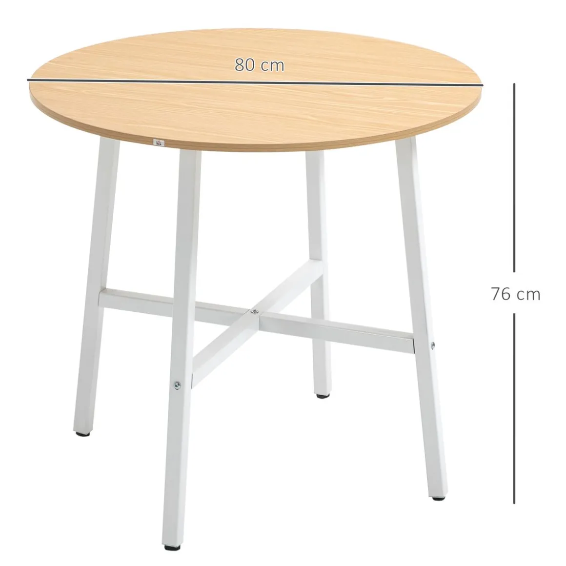 Mesa de comedor Galway Homcom 4 personas natural/blanco Ø80x76 cm
