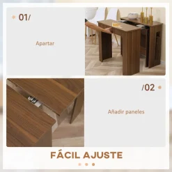 Mesa de comedor Ghinda Homcom extensible 4-6 personas marrón 75x60-180x85