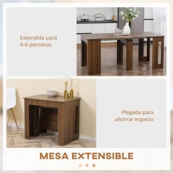 Mesa de comedor Ghinda Homcom extensible 4-6 personas marrón 75x60-180x85