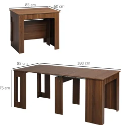 Mesa de comedor Ghinda Homcom extensible 4-6 personas marrón 75x60-180x85