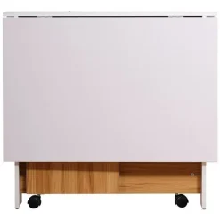 Mesa de comedor Homcom 3 posiciones plegable con ruedas blanco/madera 73x120x80 cm