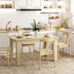 Mesa de comedor Júpiter Homcom para 4-6 personas blanco/roble 75x140x89,5 cm