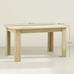 Mesa de comedor Júpiter Homcom para 4-6 personas blanco/roble 75x140x89,5 cm