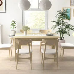 Mesa de comedor Júpiter Homcom para 4-6 personas blanco/roble 75x140x89,5 cm