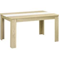 Mesa de comedor Júpiter Homcom para 4-6 personas blanco/roble 75x140x89,5 cm