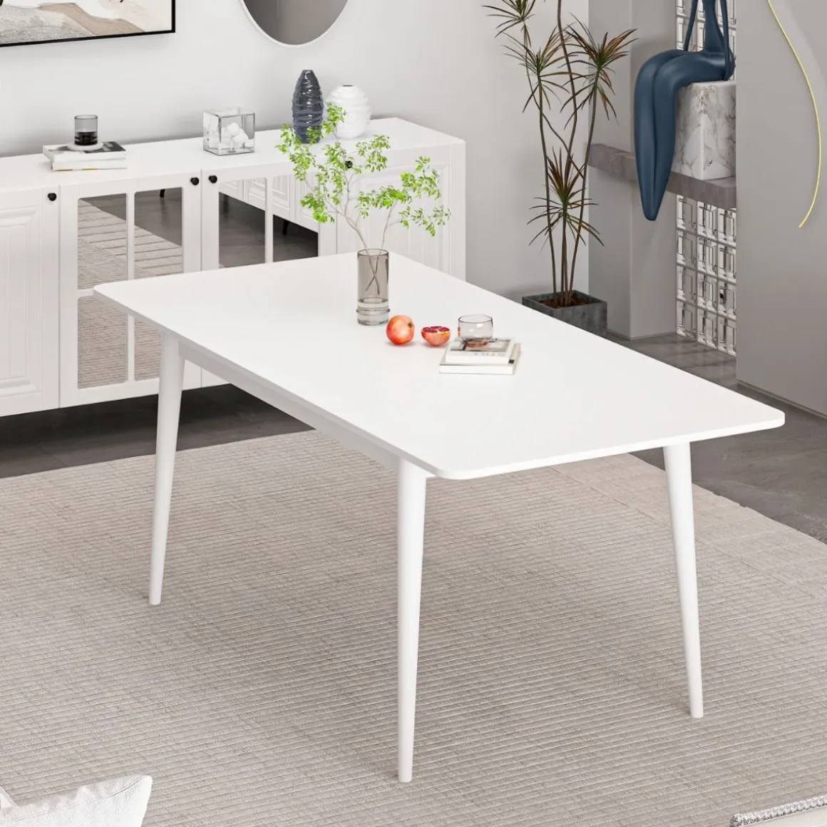 Mesa de comedor Kale extensible blanco 77x160-200x90 cm