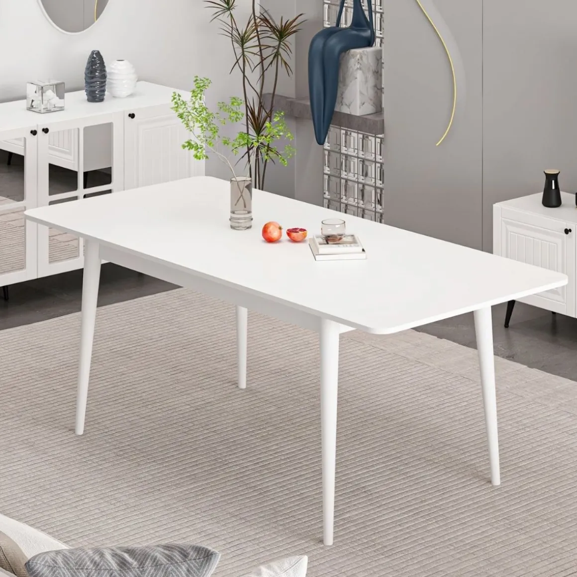 Mesa de comedor Kale extensible blanco 77x160-200x90 cm