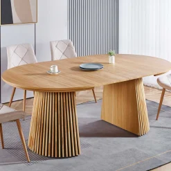 Mesa de comedor Keanu forma circular extensible 75x120-160-200x120 cm