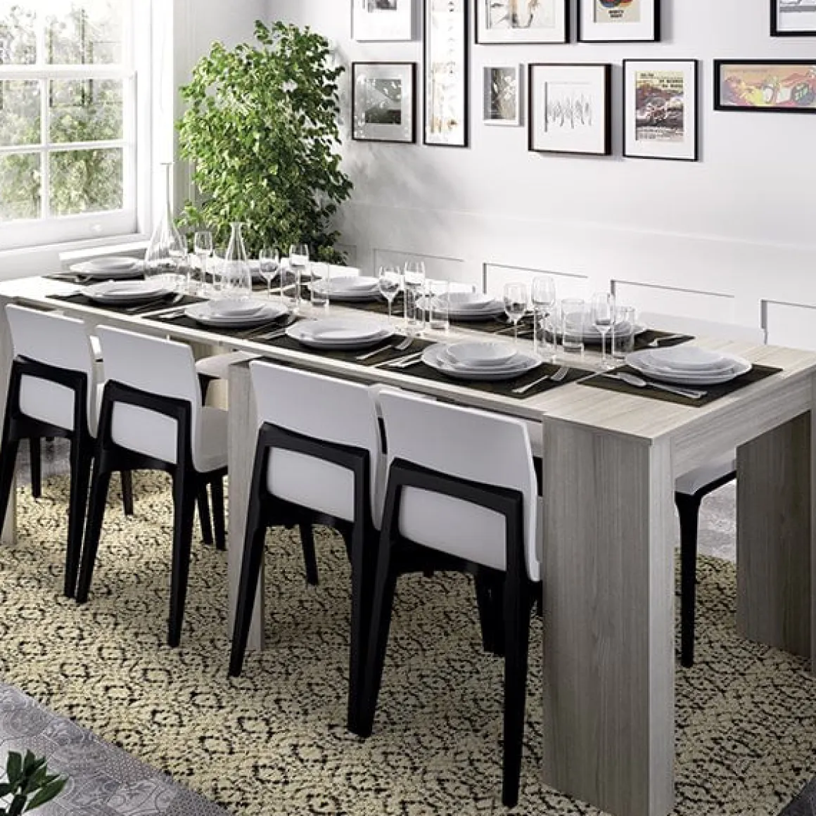 Mesa de comedor Kiona diseño extensible 77x54-239x90 cm