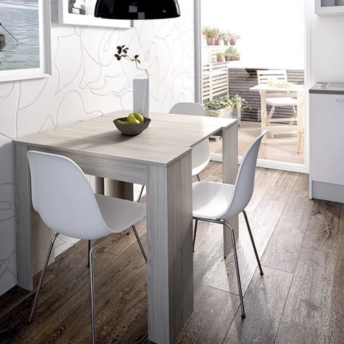 Mesa de comedor Kiona diseño extensible 77x54-239x90 cm