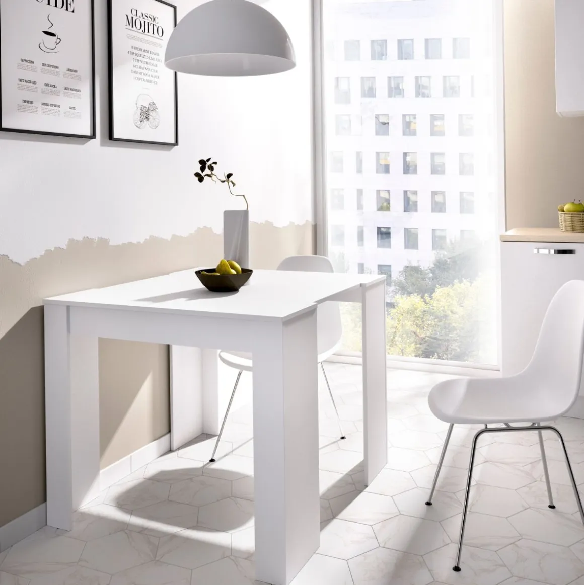 Mesa de comedor Kiona diseño extensible 77x54-239x90 cm