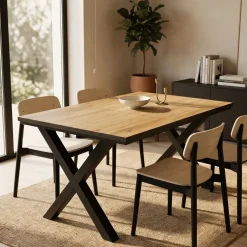 Mesa de comedor Kroma diseño fijo patas en X 75x167x90 cm