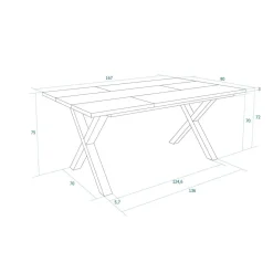 Mesa de comedor Kroma diseño fijo patas en X 75x167x90 cm
