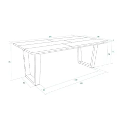 Mesa de comedor Kroma diseño fijo patas en U 74x194x90 cm