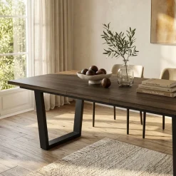 Mesa de comedor Kroma diseño fijo patas en U 74x194x90 cm