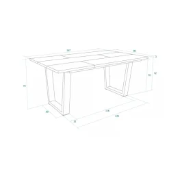 Mesa de comedor Kroma diseño fijo patas en U 74x167x90 cm