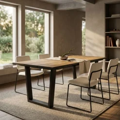 Mesa de comedor Kroma diseño fijo patas en U 74x194x90 cm