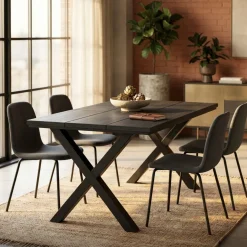Mesa de comedor Kroma diseño fijo patas en X 75x194x90 cm