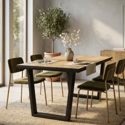 Mesa de comedor Kroma diseño fijo patas en U 74x140x90 cm