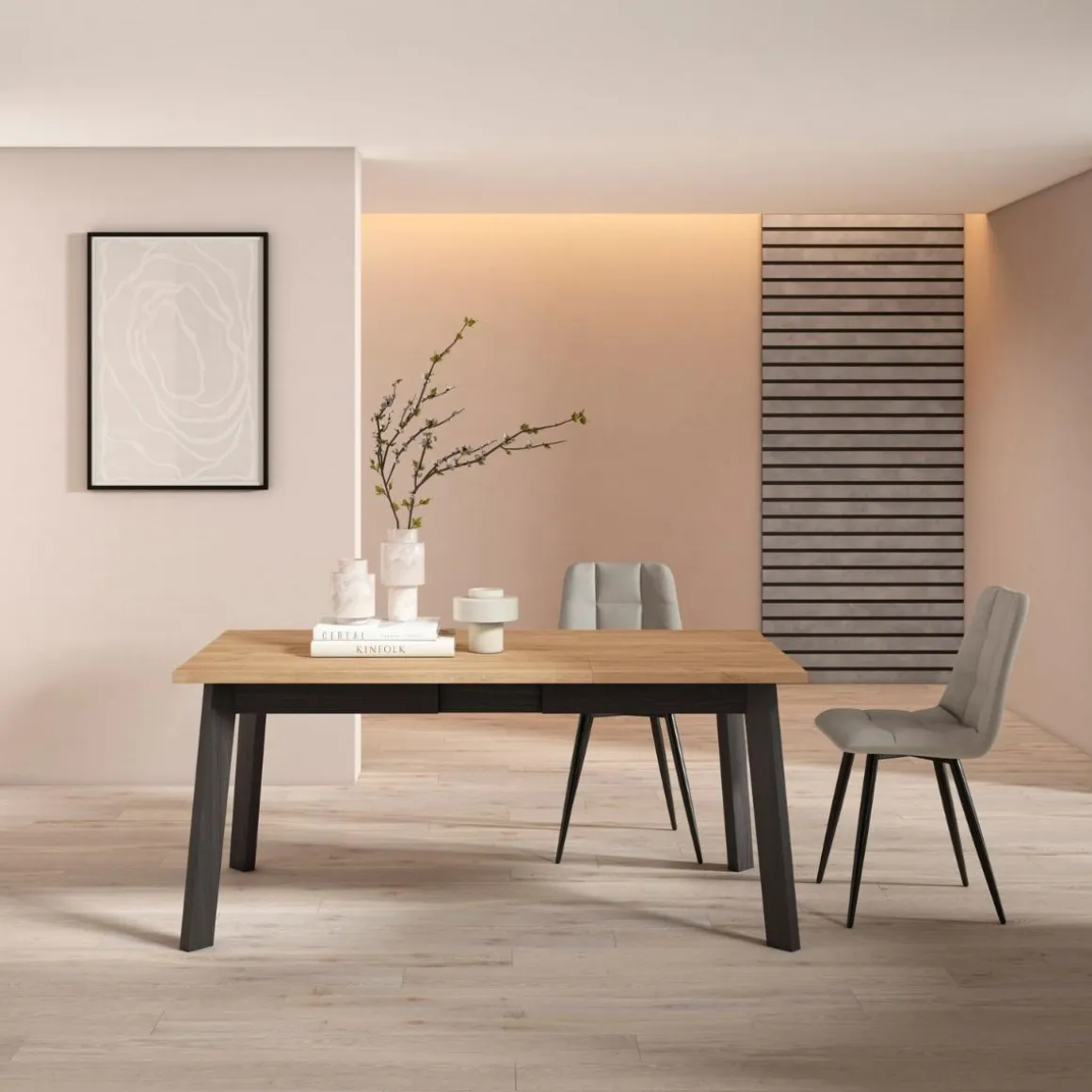 Mesa de comedor Kroma diseño fijo 8 comensales 74x168x90 cm