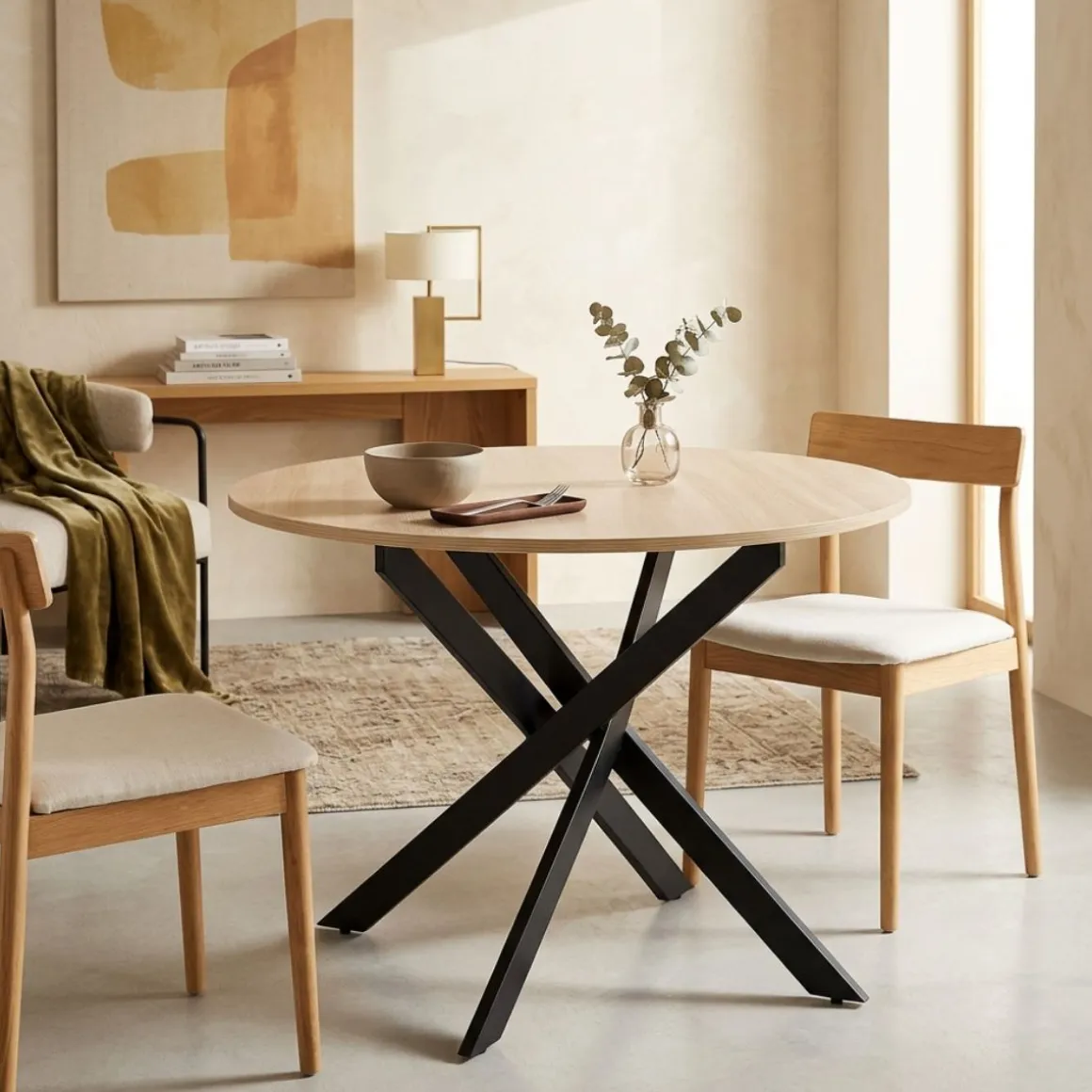 Mesa de comedor Kroma redonda diseño fijo Ø90x77 cm