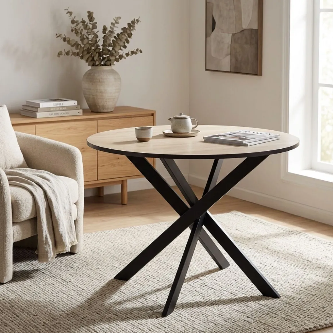 Mesa de comedor Kroma redonda diseño fijo Ø90x77 cm