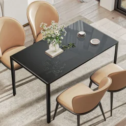 Mesa de comedor Krystell Homcom diseño fijo 75x140x80 cm
