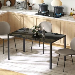 Mesa de comedor Krystell Homcom diseño fijo 75x140x80 cm
