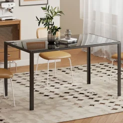 Mesa de comedor Krystell Homcom diseño fijo 75x140x80 cm