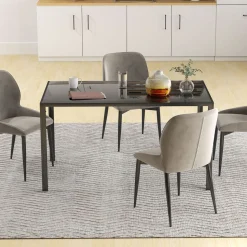 Mesa de comedor Krystell Homcom diseño fijo 75x140x80 cm