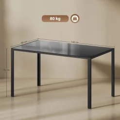 Mesa de comedor Krystell Homcom diseño fijo 75x140x80 cm