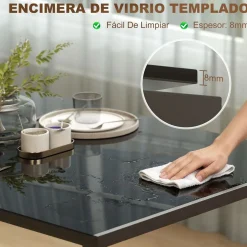 Mesa de comedor Krystell Homcom diseño fijo 75x140x80 cm