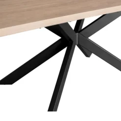 Mesa de comedor Kyba diseño fijo natural/negro 77x200x100 cm