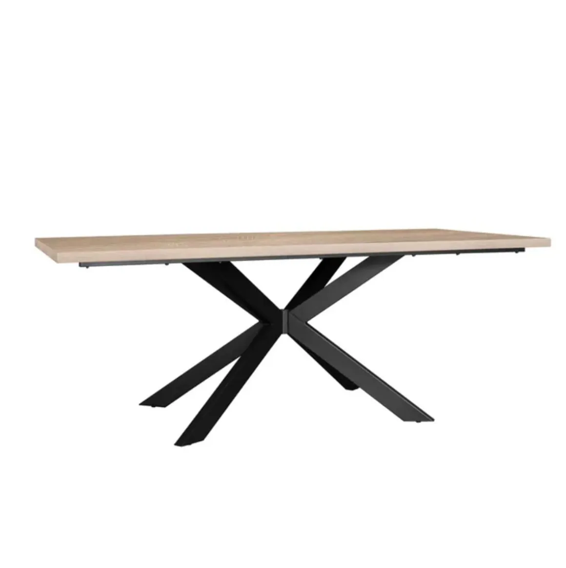 Mesa de comedor Kyba diseño fijo natural/negro 77x200x100 cm