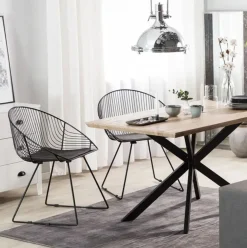 Mesa de comedor Kyba diseño fijo natural/negro 77x200x100 cm